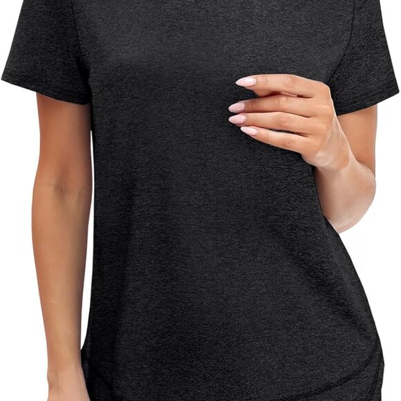 Womens Workout Tops Short Sleeve Shirts with Sun Protection Trendy Spring Summer - Picture 2 of 5
